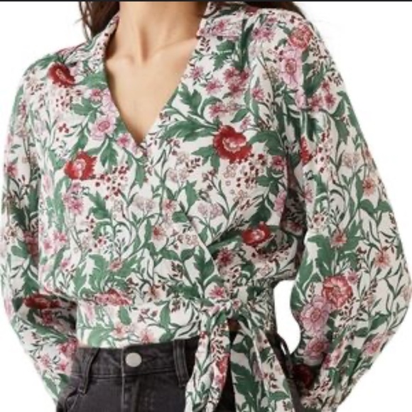 Frank & Oak Botanical Print Wrap Top - Picture 3 of 10